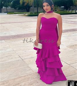 Glam Purple Prom -jurken 2024 Ruches moe lieverd zeemeermin avondjurk elegant aangepaste verjaardag beloning formele gelegenheid jurk robe de soiree vestios gala