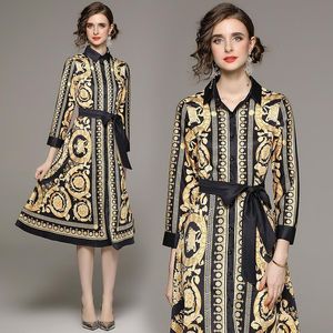 Glamaker Sexy Paisley Vintage Print Gold Women V Neck Shirt Shirt Summer Elegant Party Club Jurk Large Size Robe 210412