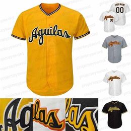 GlaMit Aguilas CIBAENAS Jersey de béisbol personalizado dominicano Negro Amarillo Gris Blanco Nombre cosido Número