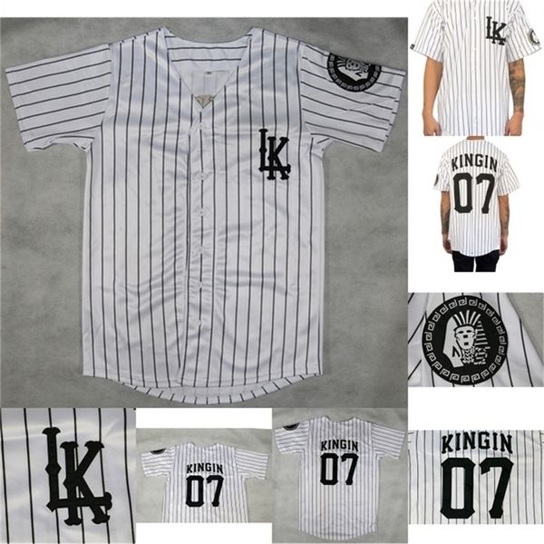 GlaMit Last Kings Kingin LK # 07 Jersey de béisbol 100% cosido Jerseys de béisbol Blanco Envío rápido