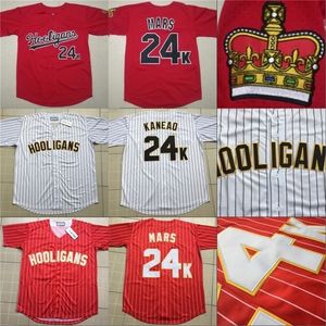 GlaMit Mens Hooligans 24k Bruno Mars Bianco Awards Gessato Jersey 100% cosido Botón cosido Jerseys de béisbol Barato al por mayor S-3XL