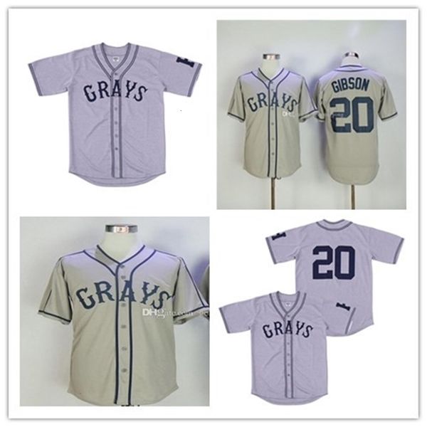 GlaMitNess Mode Pas Cher Homestead Greys Negro League Maillots De Baseball Boutonnés 20 Josh GIBSON Broderie Chemises De Sport De Haute Qualité