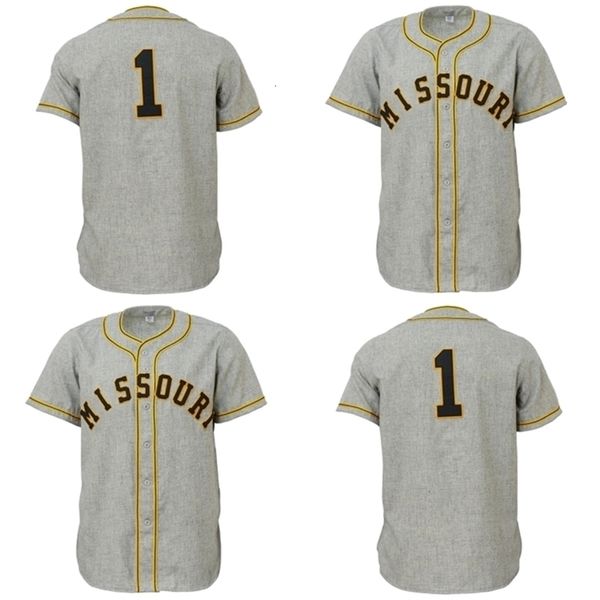 GlaMitNess MU Missouri Tigers 1963 Road Jersey Hombres Mujeres Jerseys de béisbol juveniles Doble costura