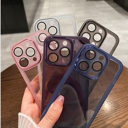 Glamoureuze all-inclusive lens cases schokbestendige bescherming met glasfilm geavanceerde sense transparantie achteromslag voor iPhone 14 plus pro max 13 12 11 xs xr x 7g 8p