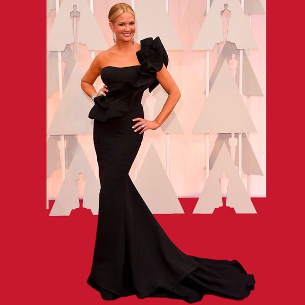 Glamour Noir Longue Sirène Robe De Soirée Une Épaule Tapis Rouge Robes De Célébrités Oscar Robes De Soirée De Bal Robes De Soirée Formelles