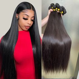 Glamoureuze Braziliaans haar zijdeachtige rechte golvende haaruitbreidingen 3 bundels best verkopende rauwe maagdelijke Peruaanse Maleisische Maleisische Indian Remy Human Hair Weaps