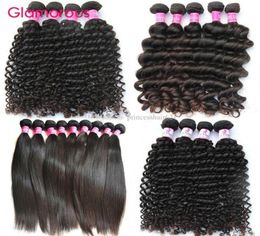 Glamorous cheveux brésiliens tisse 5 paquets 100 cheveux humains vierges vague profonde bouclés droite vague naturelle non transformés cheveux brésiliens 95387096