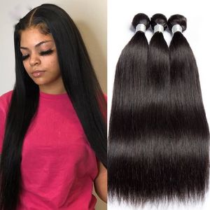 Trame de cheveux brésiliens glamour droite 3 pièces faisceaux brésiliens 10A Remy faisceaux de cheveux humains Extensions de couleur naturelle