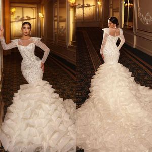 Robes de mariée cristallines glamour paillettes de mariée robes nuptiales détachables train à rodel