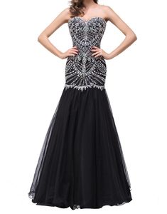 Glamoureuze kristallen zwarte zeemeermin prom jurken lieverd mouwloze rits tule jurken zwart prom jurken bruid formele jurken feestjurken