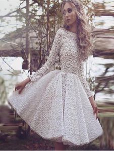 Glamoureuze fulllace Homecoming -jurk Witte Jewel Longsleeves ruche korte prom jurken op maat gemaakte goedkope jurk voor dames1901049