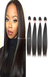 Cheveux glamour non transformés vierge brésilienne malaisienne péruvienne indienne cheveux raides 4 faisceaux 8quot34quot complet cutical doux H2221957