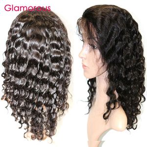 Glamorous perruque de cheveux humains unité 12-24 pouces perruque de cheveux péruvienne pré-cueillie 150% densité cheveux humains avant de lacet perruques