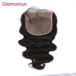 Cierre de cabello humano glamoroso 6x6 Cierre de encaje 1 pieza color natural onda del cuerpo recta onda profunda rizado215F