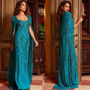 Glamoureuze prom -jurken Mermaid Sweetheart met cape hele lichaam aanvragers op maat gemaakte vloerlengte avondjurk plus size vestido de noite