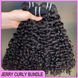 Glamoroso Top de calidad Virgen Brasil Brasileño Tejes 3pcs/Lote 12 "-32" Cutícula completa PERUVIAN INDIA MALAYSIAN Remy Jerry Curly Human Hair Bundles