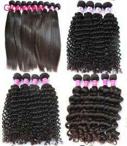 Glamour cheveux vierges entiers non transformés cheveux humains brésiliens tisse 10 paquets vague profonde Extensions de cheveux raides 4205941