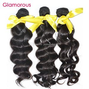 Cabello humano virgen glamoroso 4 piezas por lote Cutícula completa alineada Paquetes ondulados brasileños peruanos indios malayos con 360 frontales con tapa