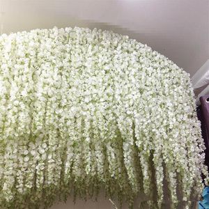 Ideas glamorosas para bodas Elegante flor de seda artificial Wisteria Vine Decoraciones para bodas 3 tenedores por pieza Más cantidad Más Beauti246U