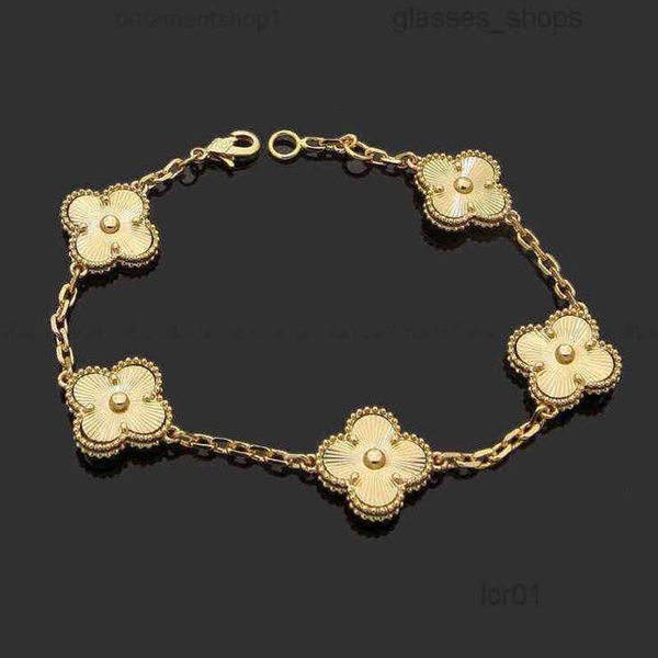 Pulsera de glamour Diseñador de lujo Pulsera de cadena de eslabones Trébol simple de cuatro hojas Moda para mujer Pulsera de oro de 18 quilates Joyería U6 16xw9