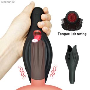 Eikel Tougue Lick Vibrerende Masturbatie Cup Kunstvagina Mannelijke Masturbator Penis Vibrators voor Mannen Volwassen Benodigdheden L230518