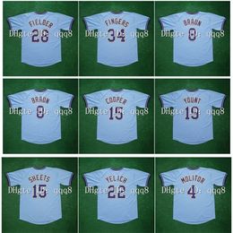 GlaRetro Milwaukee Paul Molitor Jersey Robin Yount Cecil Cooper 8 Ryan Braun Rollie Fingers 22 Christian Yelich Prince Fielder 44 Hank Aaron