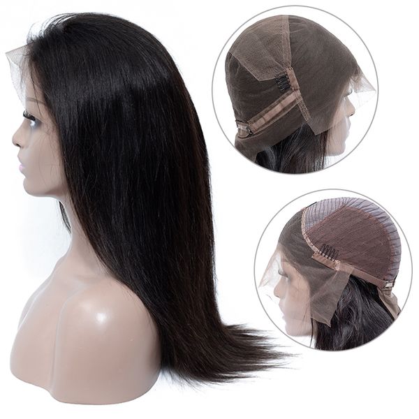 Peluca frontal de encaje con onda del cuerpo Pelucas de cabello humano brasileño con cierre 4x4 para mujeres negras Remy peruano Recto Agua profunda Rizado Rizado Pre desplumado Húmedo y ondulado 180% Densidad 10a