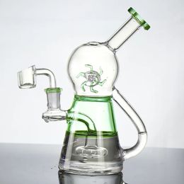 Glas Water Bong Recycler Pyrex Hookah Pipe Percolador Bubbler Fumar Filtro de tubería de agua con tazón de tabaco macho de 14 mm