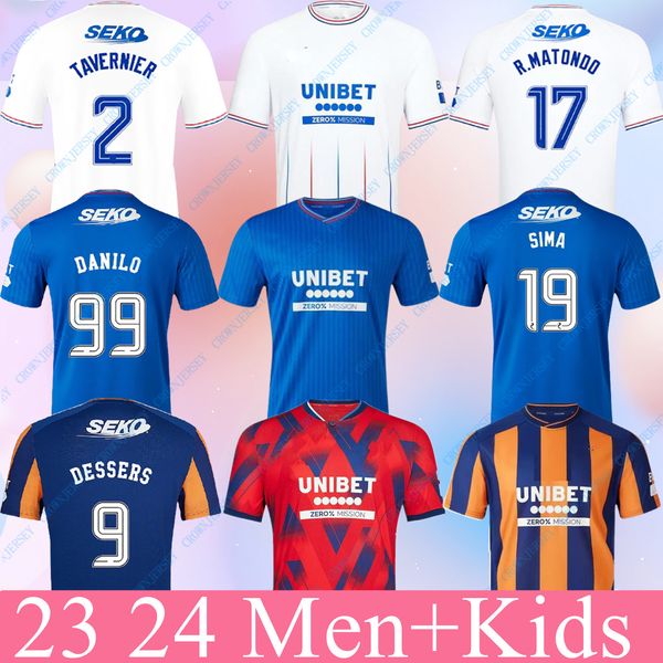 Glasgow Rangers 2023-24 Jersey de fútbol azul en casa para hombres e hijos