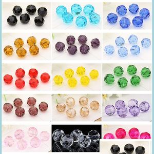 Bola de vidrio de 6 mm facetado espaciador de cristal Austria Sección Perlas sueltas redondas para la fabricación de joyas 17 colores Entrega de gotas DHFPQ