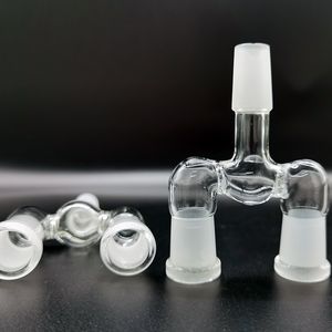 Adaptateur en verre 14.5mm 18.8mm Mâle Femelle Double Bol Narguilé Accessoires 3 Joint Sur Une Goutte Deux Taille Wishbone Splitter Adaptateurs Givrés Pour Bong