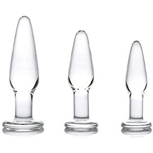 Glass Anal plug 3 taille Plugs Plugs Trainers Tableaux Transparent Prises anales pour les débutants pour adultes Produits Sex Toys For Women Men 240506