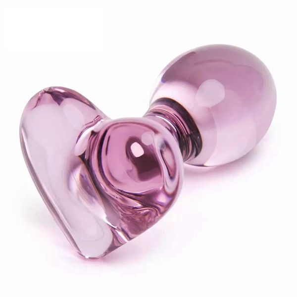 Tapón Anal de cristal, juguetes sexys para mujeres, estimulador de corazón rosa, tapón Anal de cristal, masaje de próstata, bolas para trasero y Vagina