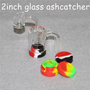 Recolector de cenizas de vidrio Accesorios para fumar Reclamar cenicero 14 mm 18 mm Macho Hembra ceniceros conjuntos agua bong con contenedor de silicona