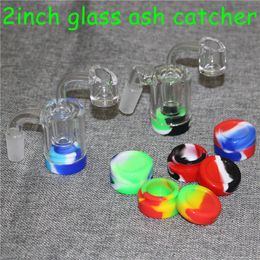 Capteurs de cendres en verre classiques pour fumer, adaptateurs de récupération de 14 à 14 mm avec bangers à quartz mâles de 4 mm et 14 mm et récipients en silicone de 5 ml