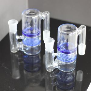 Verre Narguilés Cendrier Recycleur Double Nid D'abeille Perc 14mm 18mm Femelle Mâle Adaptateur pour Tuyau D'eau Bong