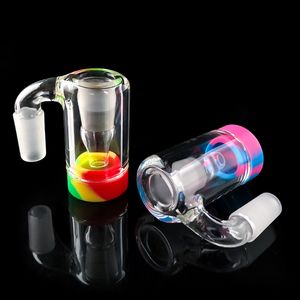 Cendrier en verre avec récipient en silicone de 5 ml, cendrier de récupération de 14 mm pour bong en verre, conduite d'eau, plate-forme de dab, accessoire de fumée, tuyau de fumée