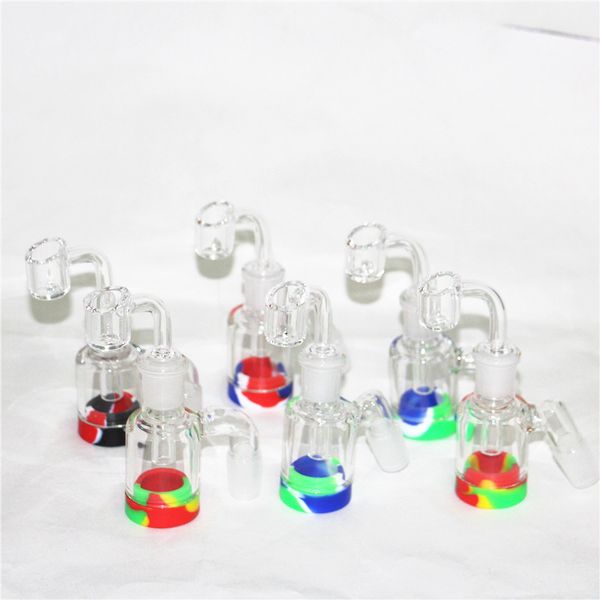 Narguilés cendrier en verre avec pot de cire en silicone de 7 ml pour bangs conduite d'eau Dab Rigs 14mm joint quartz bangers petits barboteurs