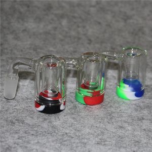 Glazen asvanger met vrouwelijke mannelijke 14 mm gewricht Bubbler 2,5 mm dikte Ashcatcher Dab Rig Bong Siliconen container Jar
