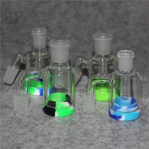 Narguilé Cendrier avec pot en silicone 90 45 degrés 14mm 18mm barboteur cendrier pour les plates-formes pétrolières en verre Bong