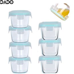 Contenitori per alimenti in vetro per bambini Contenitori per alimenti per bambini a prova di perdite Microonde Snack Freezer Blocco Purea Mini Ciotola Set di barattoli per proiettili Kit con coperchio 240111