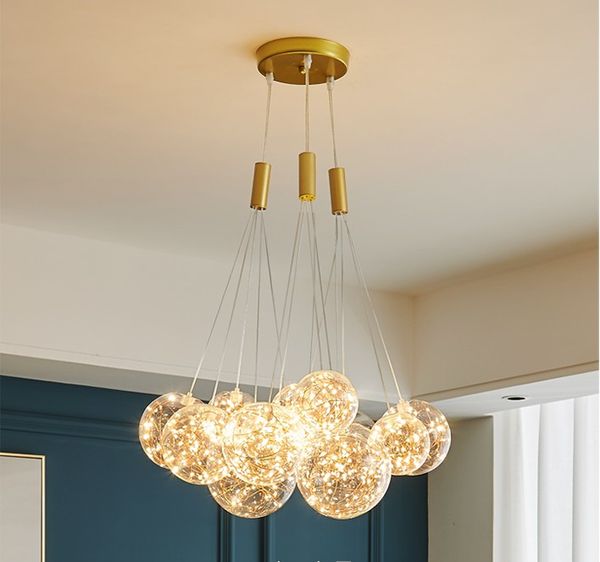 Boule de verre lampe à bulles plafond suspendu suspension 3/5/9/15 LED pour salle à manger salon décor 220V