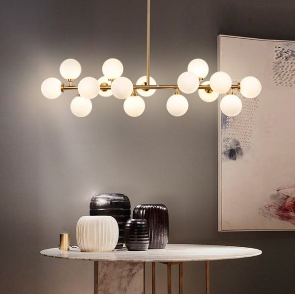 Boule de verre moléculaire led lustre moderne minimaliste salle à manger lampe nordique créatif chambre salon étude éclairage