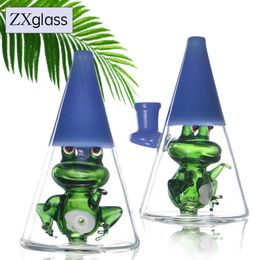 Verre Beaker Bong Heady Dab Rig Mini Petite Grenouille Verte Narguilé Bulle-certains Fumer Pipe À Eau Huile Cire Rigs 14mm Joint Mâle fait à la main en gros