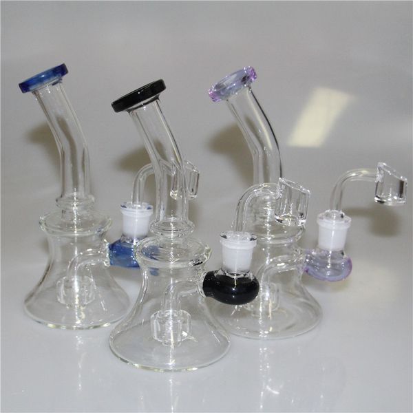 Verre Beaker Bongs narguilé Mini conduites d'eau percolateur barboteur tuyau 14mm joint célèbre Dab Rigs huile cire plate-forme avec quartz banger