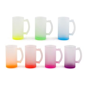 Chopes à bière en verre Tasses Blancs de sublimation avec poignée Chope givrée vierge 16 oz. Mug Impression Thermique Transfert de Chaleur