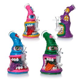 Glazen bong 3d Halloween -stijl grote ogen waterpijpen waterpijpen olie dab rigs douchekop perc beker bong 14 mm gewricht met kom bangers