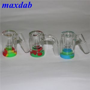 Glazen Bong Hookah Ash Catchers met siliconen pot 14 mm dikke bubbler Ashcatcher 45 90 graden Ashcatchers Water Pijpen