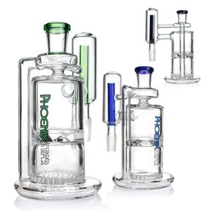 Catcher de cendres de cendrier de bang en verre avec une turbine perc A nid d'abeille Ashcatcher à 90 degrés 14f / 14m 18f / 18m en verre Bong Attachement fumeurs