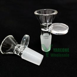 Pièce de bol de bang en verre 14mm mâle, remplacement de glissière de bol d'herbes en verre avec poignée épaisse pour bécher de bang en verre Tube droit Conduites d'eau Huile Dab Rigs YAREONE Vente en gros